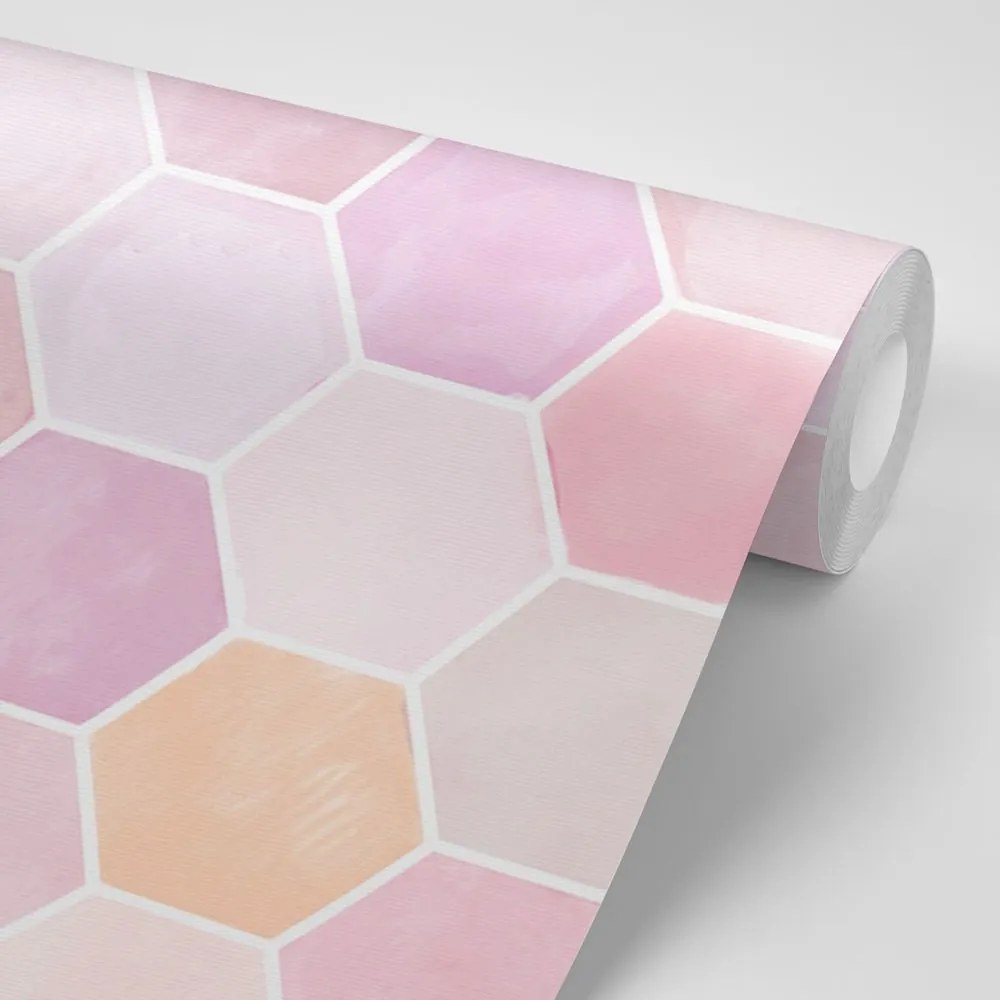 Tapet autoadeziv model hexagonal roz