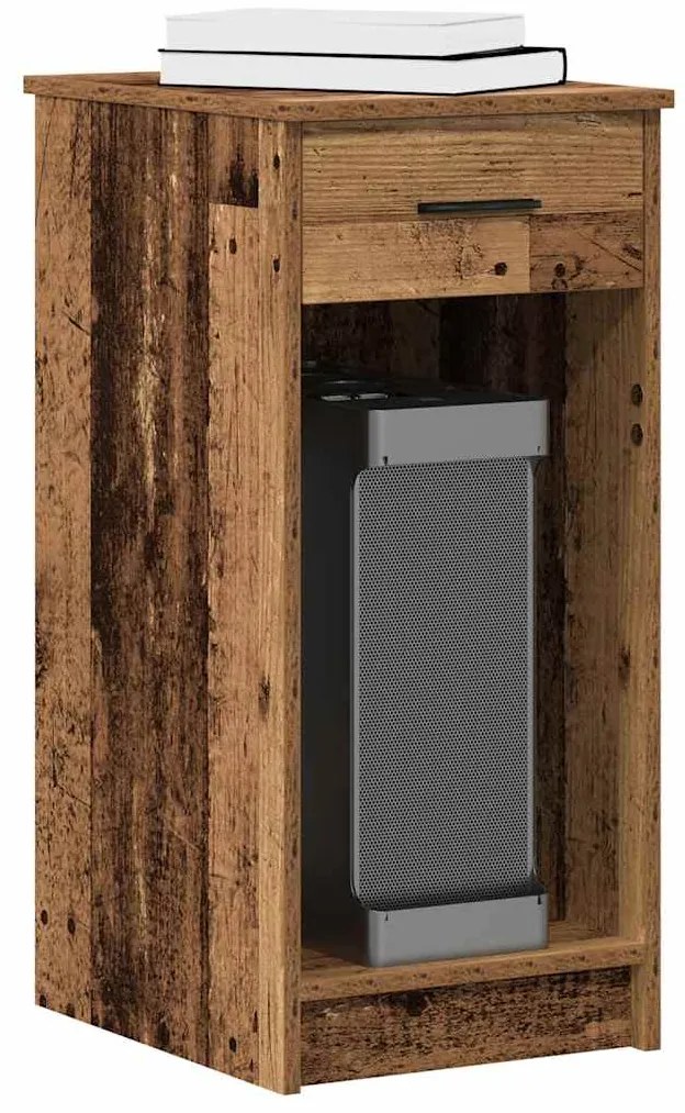 vidaXL Suport turn pentru computer cu sertar lemn vechi 35x45x77 cm