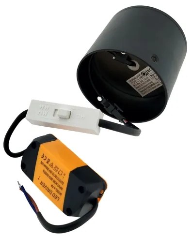 Spot LED 5W, 230V, 3000/4000/6400K, Ø 7,5 cm, negru