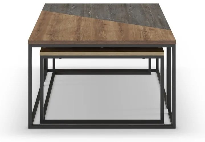 Măsuțe de cafea în culoare naturală 3 buc. cu blat cu aspect de lemn de nuc 70x110 cm Titan – Marckeric