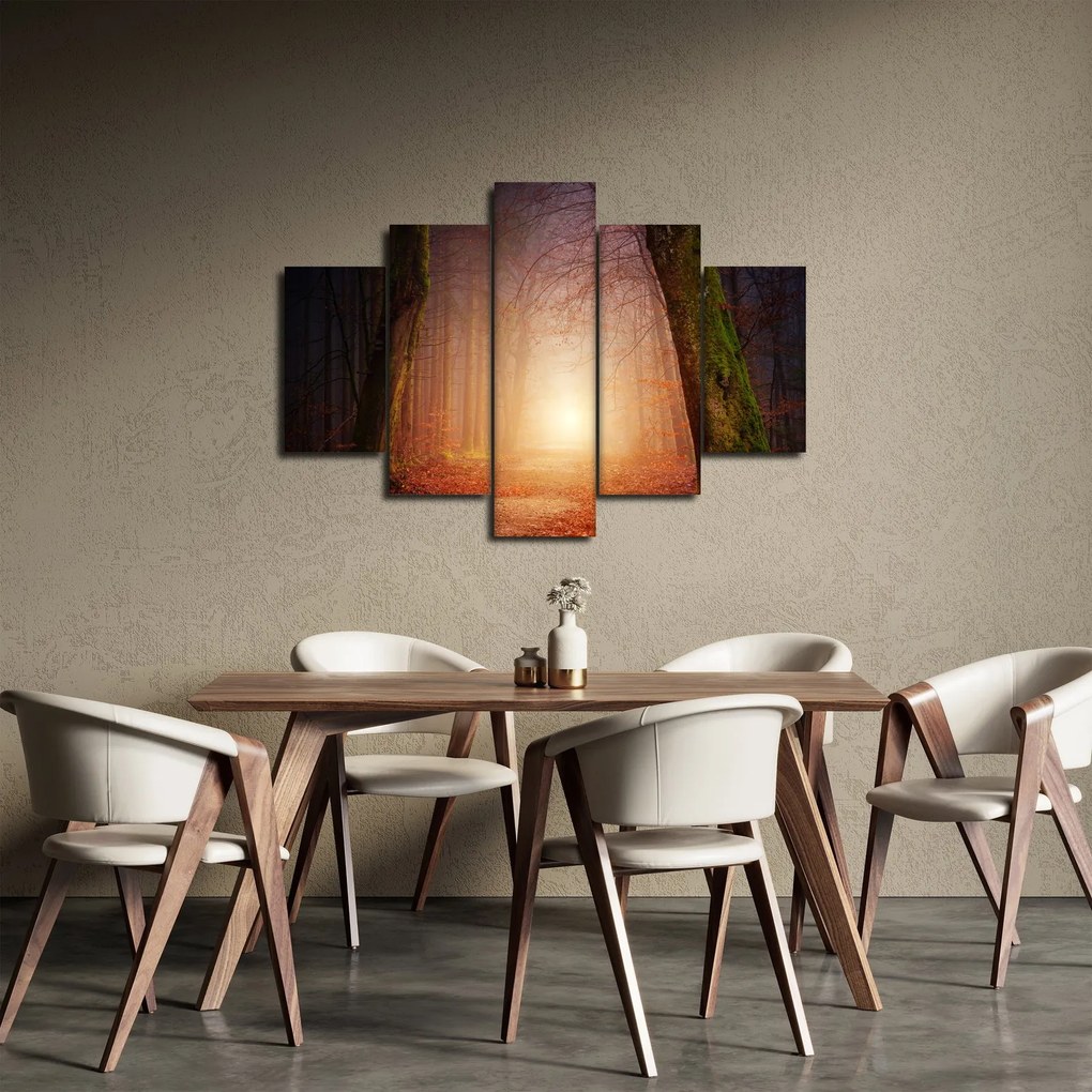 Tablou cu pădurea toamna în ceață (150x105 cm)