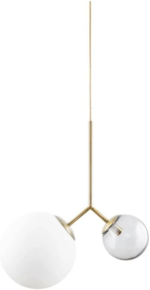 Lampa TWICE Alba/Sticla Gri - Sticla Alb Lungime(70 cm) x Diametru( 26 x 15 cm)