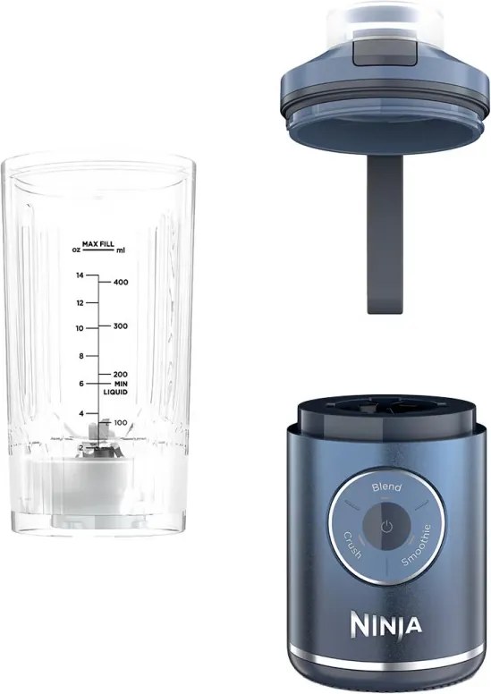 Blender portabil Ninja Blast Max BC251EUNV, 14,4 W, 11,1 V, 570 ml, 19 000 rpm, zdrobire gheață, până la 25 de cicluri, fără BPA, albastru