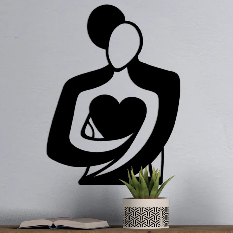 Accesoriu Decorativ de Perete Love, Metal, Negru