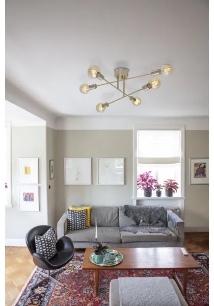 Cottex P7216BM - Lustră aplicată BATON, 6xE27/60W/230V, alamă