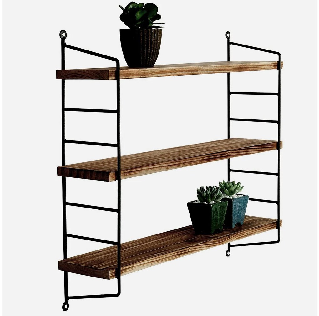 Raft decorativ de perete Duvelo 6 (Nuc + negru) . 1093672
