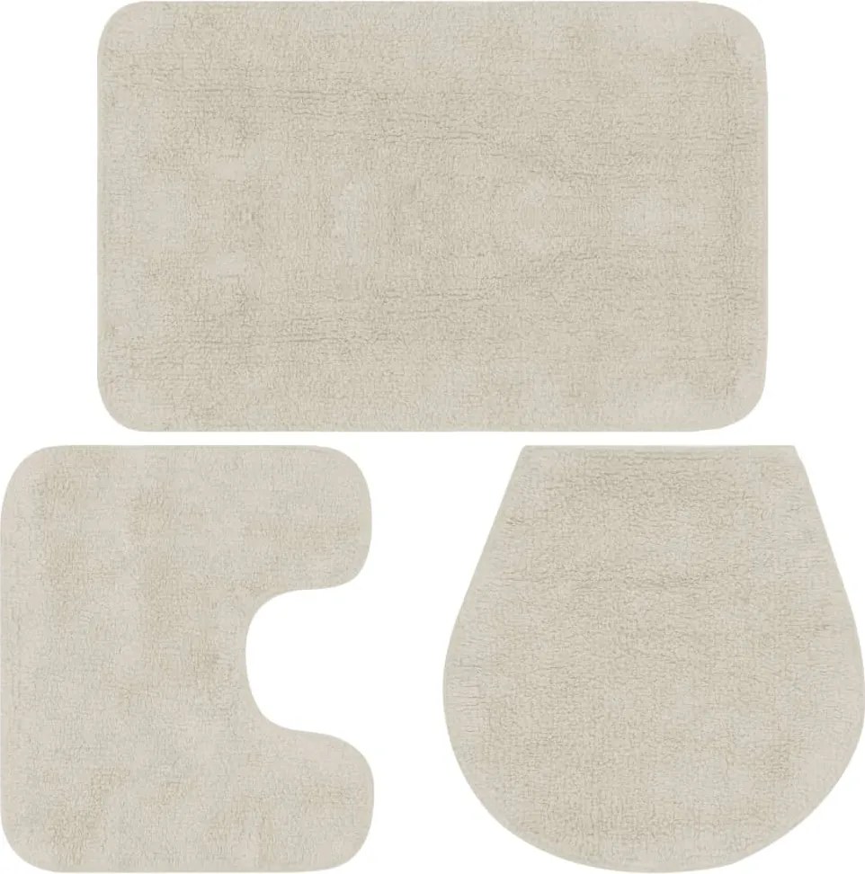 vidaXL Set covorașe baie, 3 piese, alb, textil