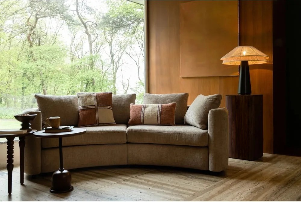 Veioză neagră-albă cu abajur textil (înălțime 62 cm) Elon – Dutchbone