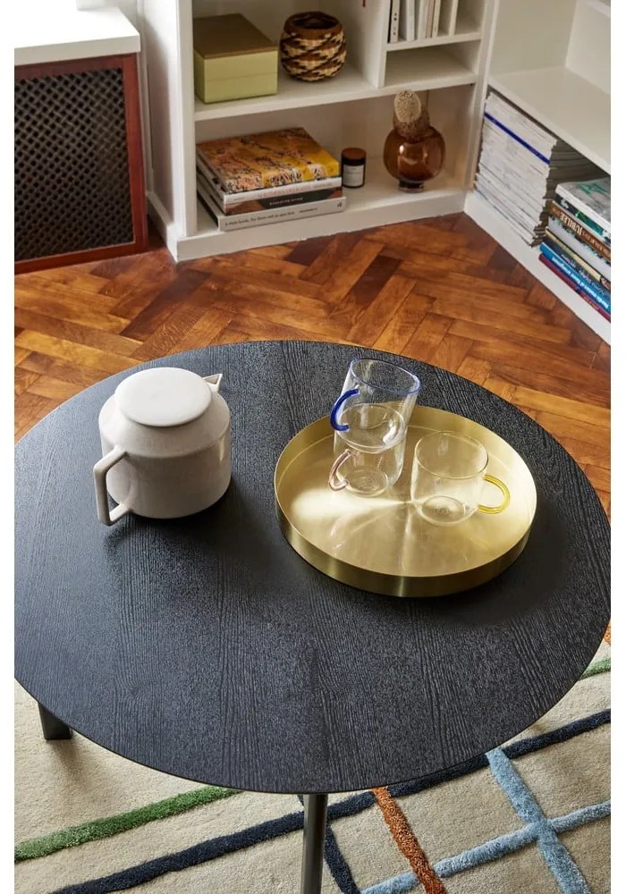 Măsuță de cafea neagră rotundă ø 80 cm Fjord – Hübsch