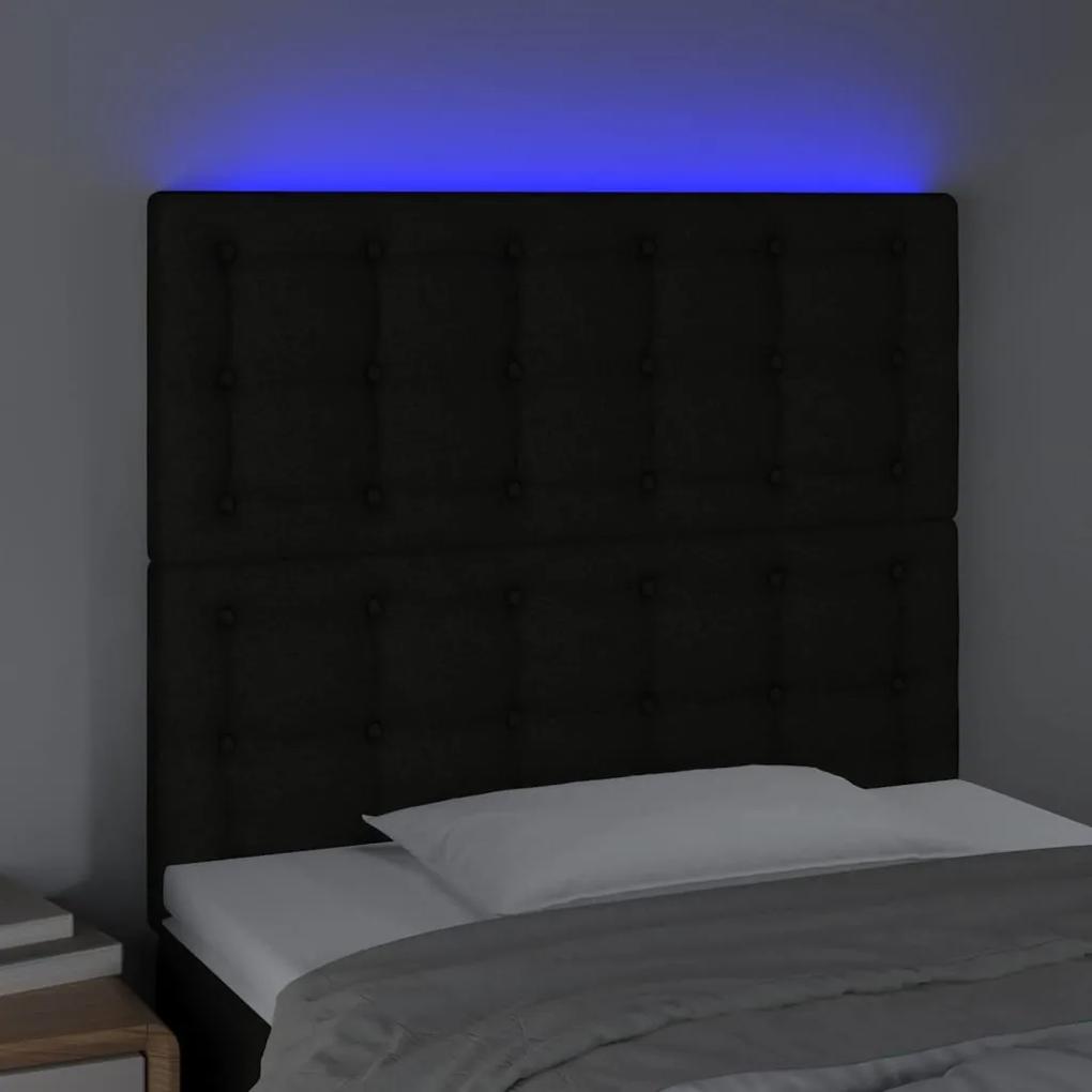 Tablie de pat cu LED, negru, 100x5x118 128 cm, textil 1, Negru, 100 x 5 x 118 128 cm