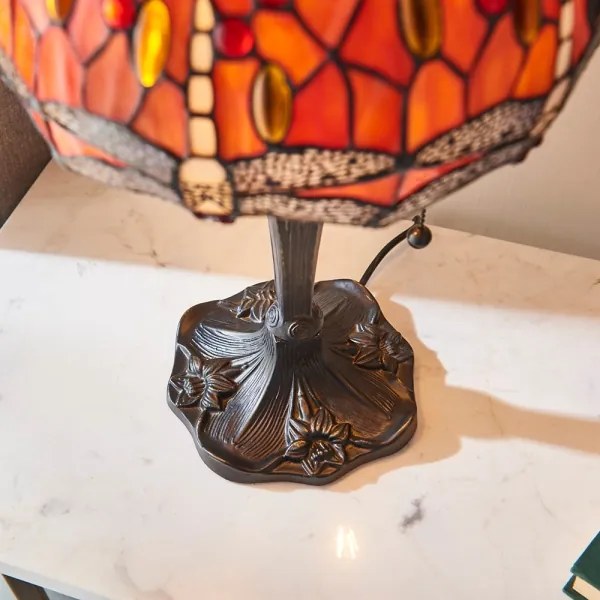 Endon 64092 - Lampă de masă Tiffany DRAGONFLY, 2xE27/60W/230V, Ø 30 cm
