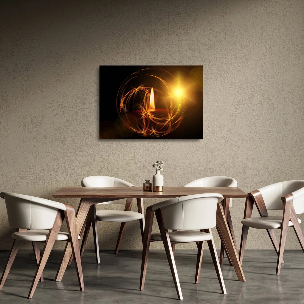 Tablou pe sticlă cu lumânare (70x50 cm)