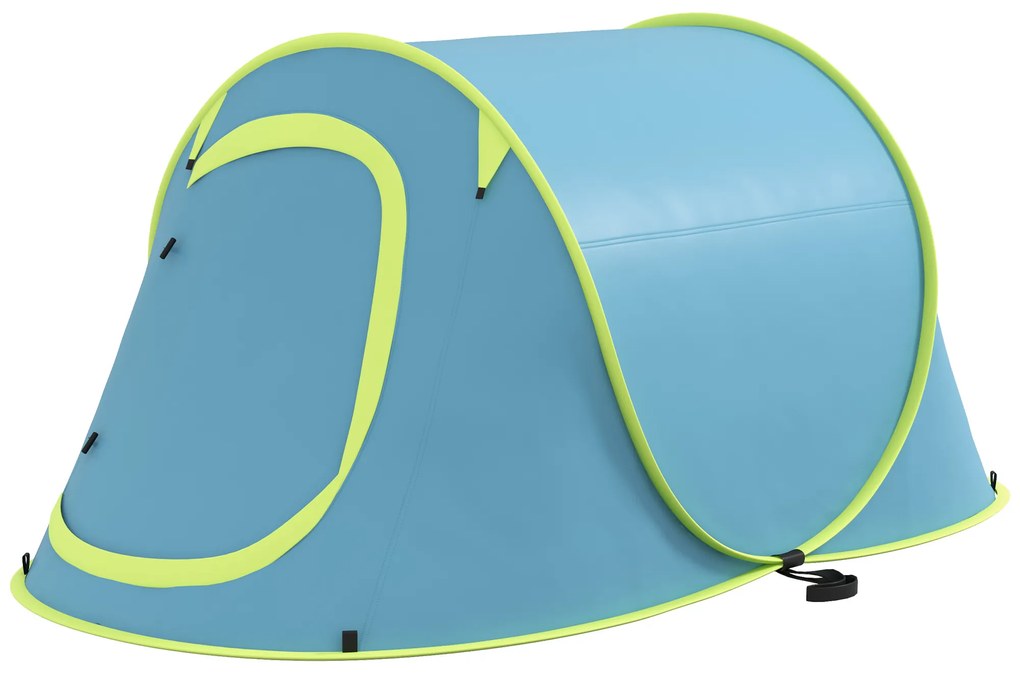 Outsunny Cort Camping Impermeabil, Cort Pop-Up cu Accesorii și Geantă de Transport, 245x148x105 cm, Albastru | Aosom Romania