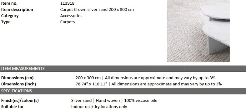 Covor design LUX Crown 200x300cm Silver sand 113918 HZ