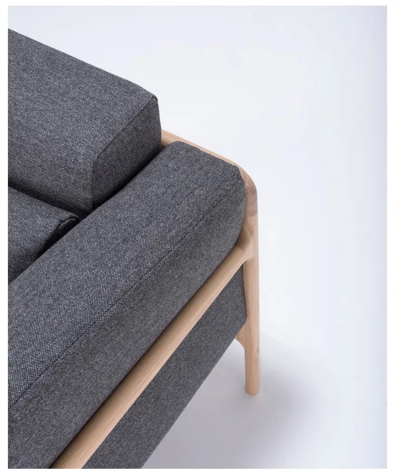 Fotoliu din lemn de stejar Gazzda Fawn, gri închis