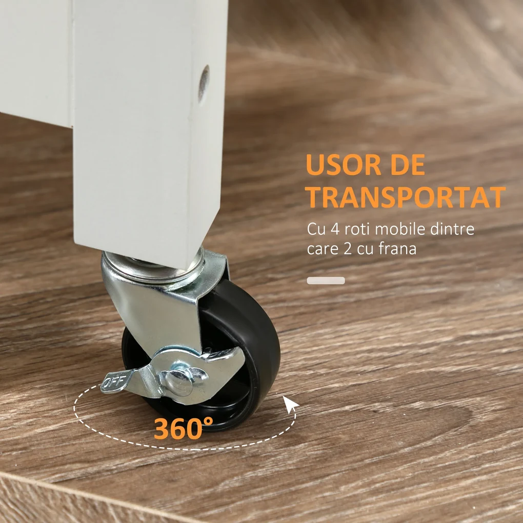 Carucior de Bucatarie HOMCOM 4 Roti, din MDF, dulap cu roti | Aosom ...