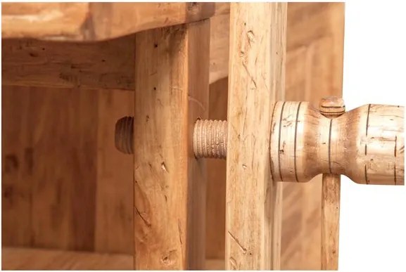 Banc de tamplar, L184 74 H92 cm, 4 sertare, natur antic, lemn masiv