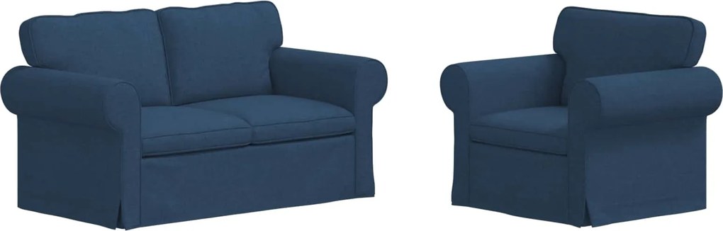 vidaXL Set de canapea 2 pcs albastru 155 x 82 x 80 cm țesătură