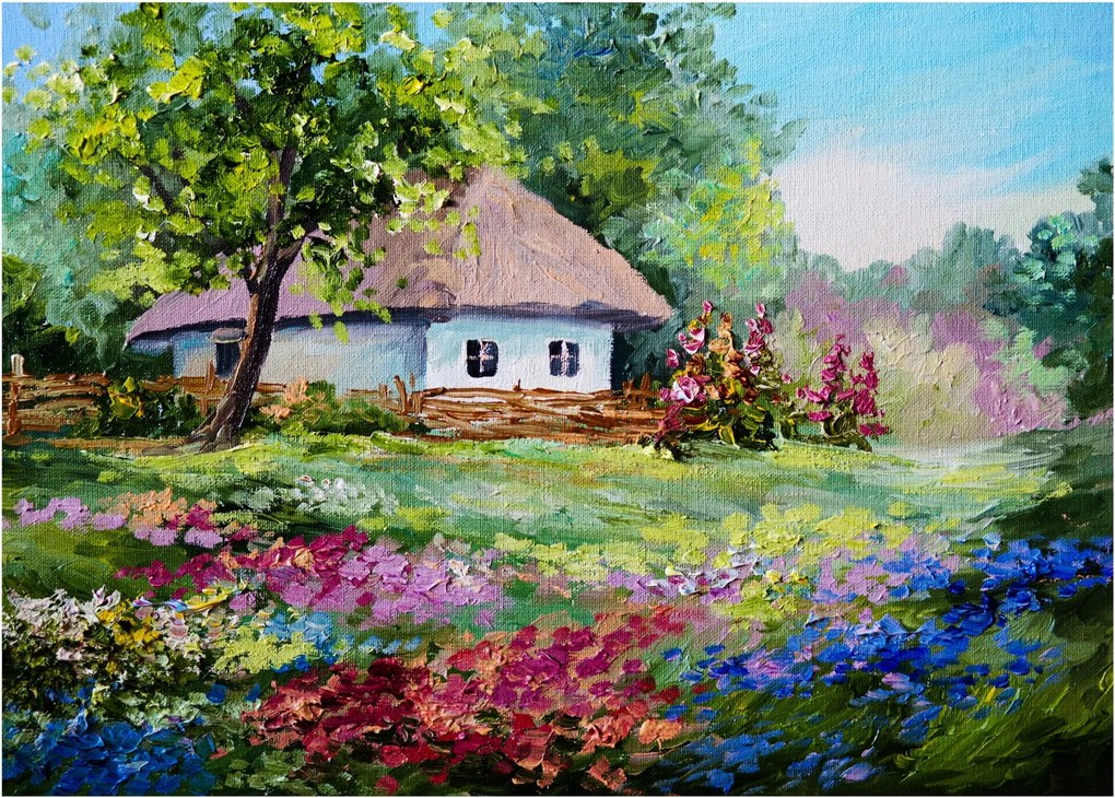 Tablou pe sticlă - Cabană (70x50 cm)