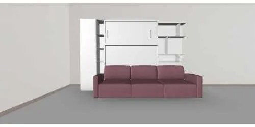 Set pat rabatabil dublu 160X200 cu somiera, canapea 3 locuri, biblioteci si dulap 50 cm - ROYAL XL 160 BOOKCASE&SMALL WARDROBE SET(160X200)