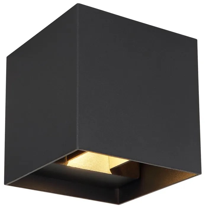 Aplica LED cu spot pentru iluminat exterior design modern IP54 Veronika negru 10x10cm