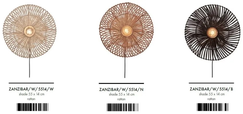Aplica de perete eco din ratan Zanzibar flat 55cm L, nat
