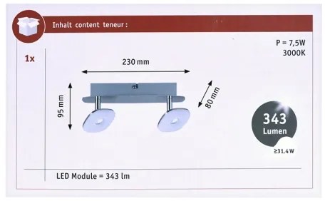 Paulmann 66651 - LED Lampă spot SQUARELENSE 2xLED/3,2W/230V