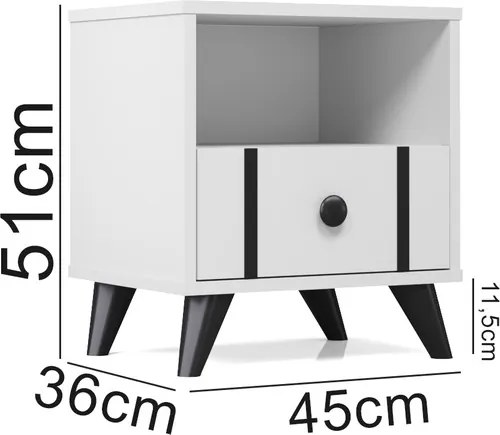 Noptiera  Carla Homs, alb, 51 x 36 x 45  cm