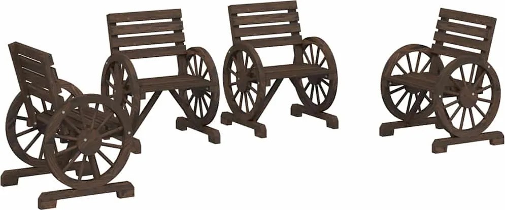 vidaXL Scaune de grădină, 4 buc., lemn masiv de brad