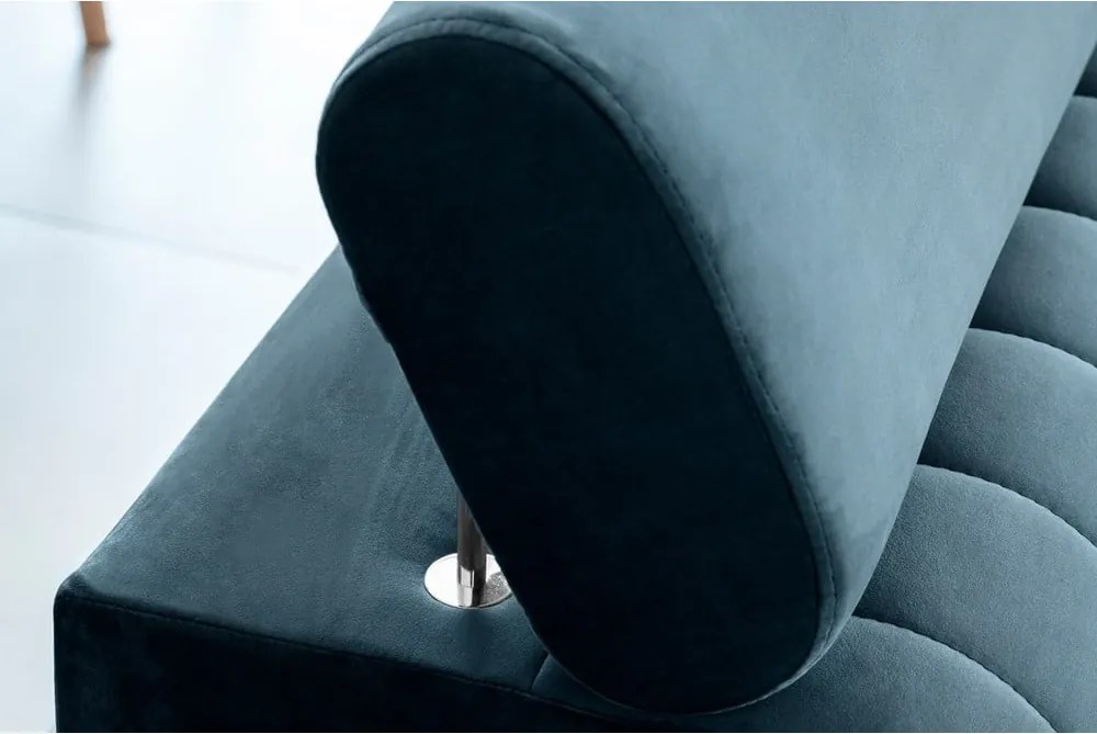 Canapea albastră extensibilă cu tapițerie din catifea 261 cm Laurence – ELTAP