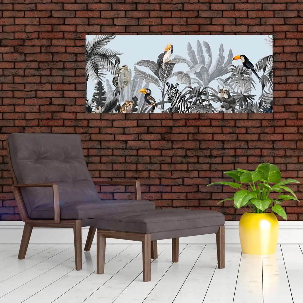 Tablou - Animale în pădurea tropicală (120x50 cm)