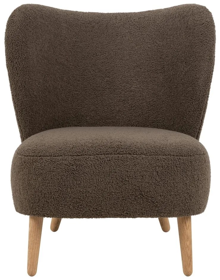Fotoliu maro cu tapițerie din țesătură bouclé Elmont – Actona