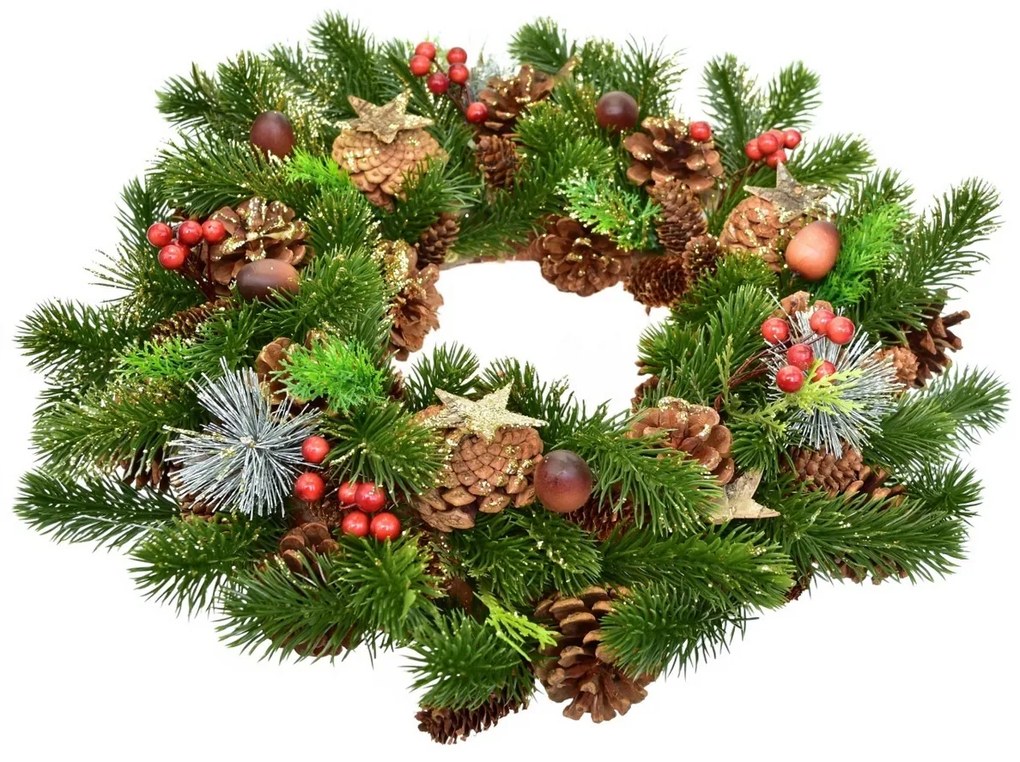 Coroană de Crăciun decorată din brad Winter Dream, 40 cm