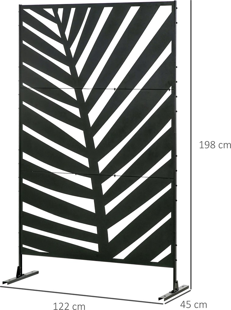 Outsunny Panou de Intimitate pentru Exterior din Metal, 122 x 198 cm, Separator Decorativ cu Suport și Șuruburi de Expansiune, Panou Autoportant pentru Grădină, Terasă, Piscină, Frunză de Bananier | Aosom Romania
