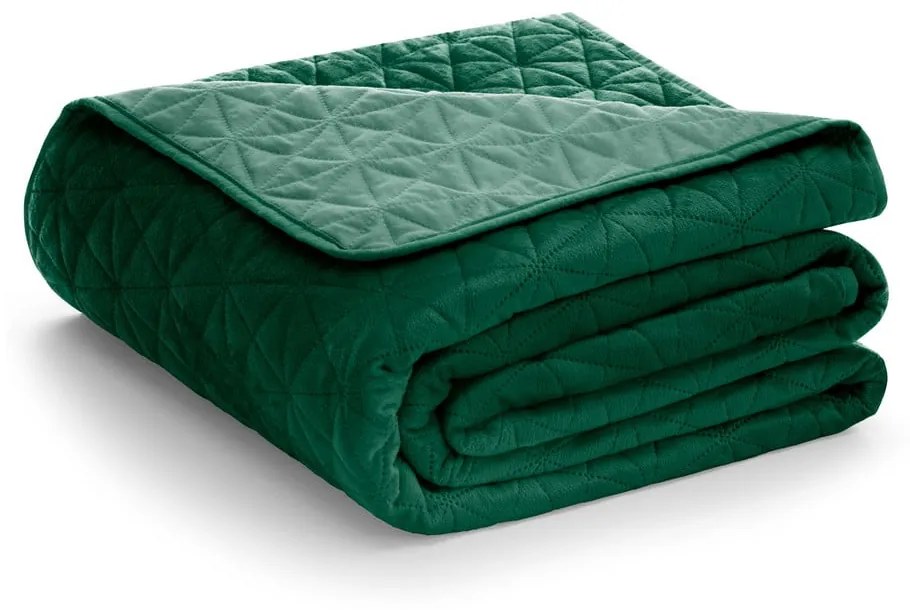 Cuvertură verde matlasată din catifea 220x240 cm Laila – AmeliaHome