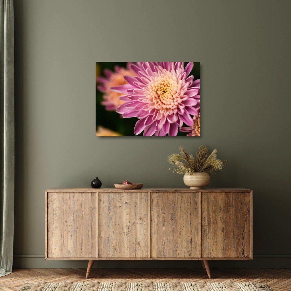 Tablou pe sticlă detailat cu flori (70x50 cm)