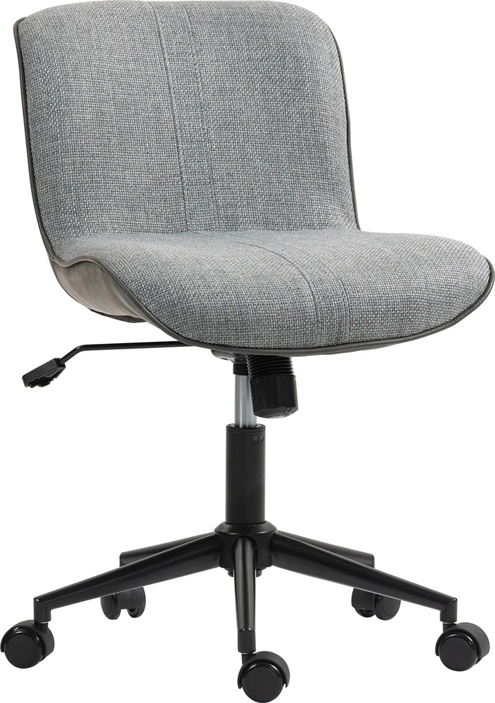HOMCOM Fotoliu de birou pivotant fără brațe, înălțime și înclinare reglabile, capacitate 120 kg, gri închis | Aosom Romania