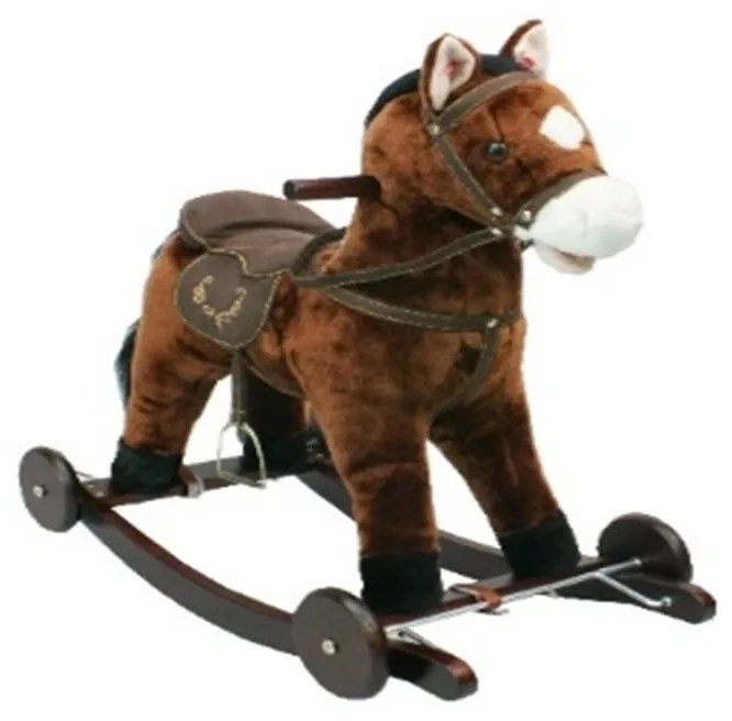 Calut balansoar din plus cu melodii NOVOKIDS ™ Rocking Horse, Cu roti, Platforma detasabila, Functie trotineta fara pedale, Dimensiuni 74x37x64 cm,