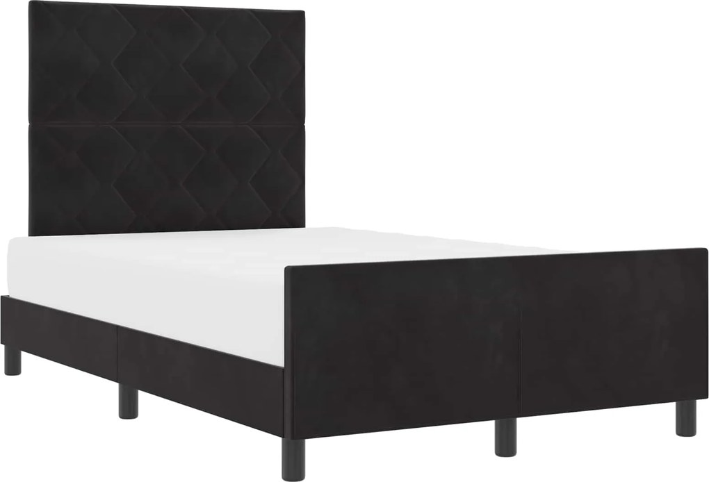 vidaXL Pat cu arcuri cu headboard Negru 120 x 200 cm Catifea