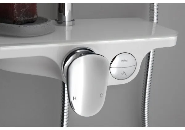 Aqualine - Set de duș cu baterie, crom lucios/alb