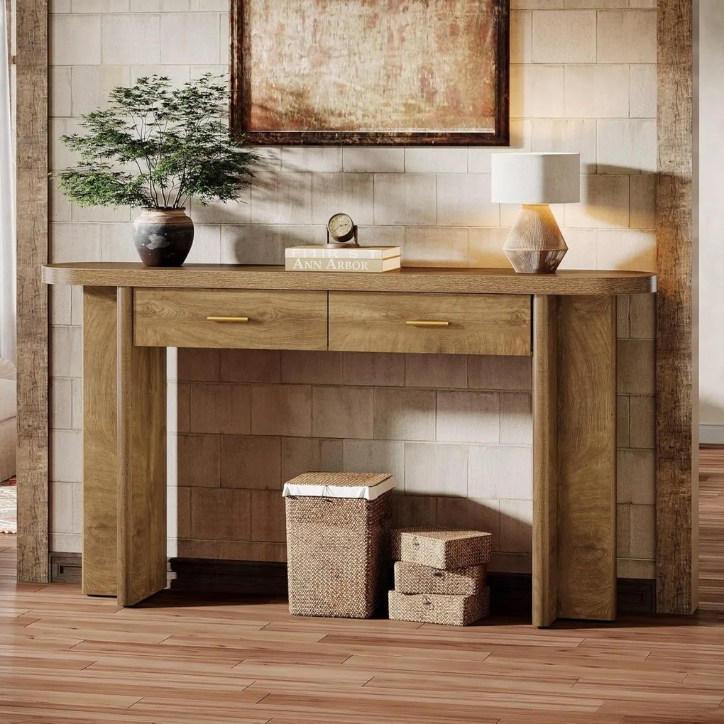MAM33 - Masa Consola cu colturi rotunjite, 160 cm, masuta hol, living, dining, dormitor - Maro