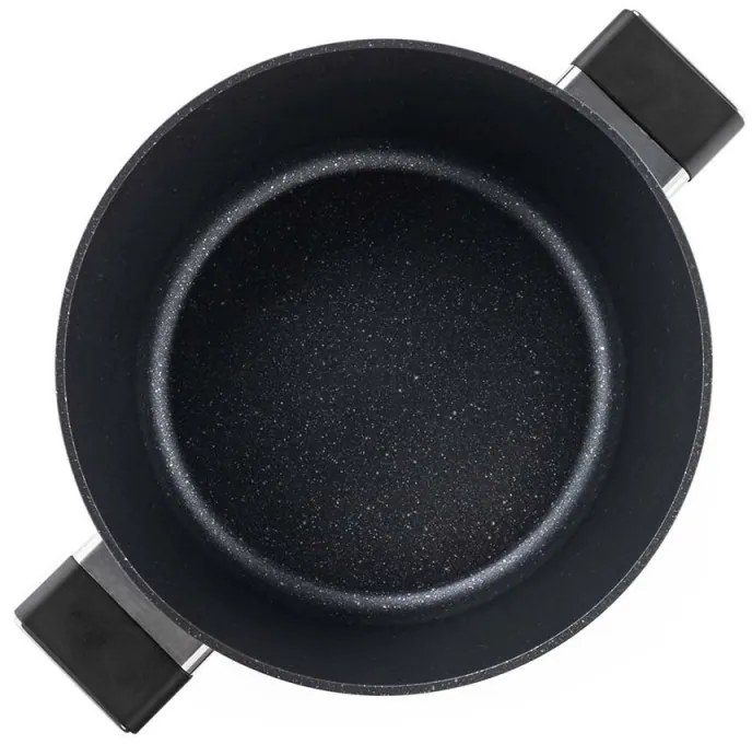 Cratiță Luigi Ferrero Regina FR-2840, 28x12.5 cm, 6.5 l, Acoperire neaderentă din marmură, Capac din sticlă cu orificiu pentru abur, Inducție, Negru
