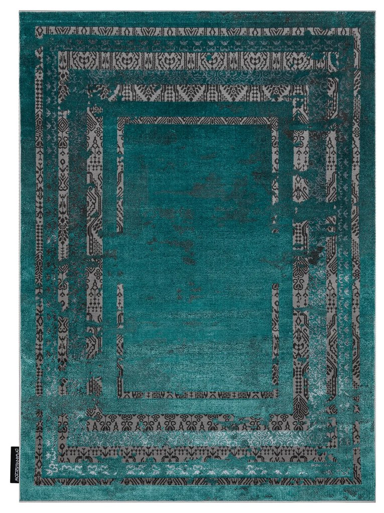 Covor DE LUXE modern 1516 Cadru vintage - structural verde / antracit