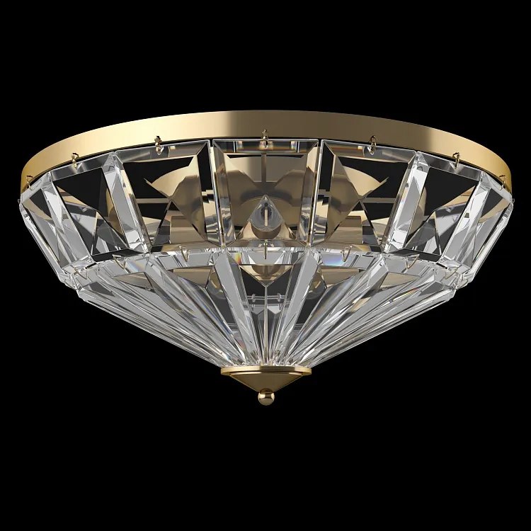 Lustra aplicata design neoclasic Facet auriu, diametru 48,6cm