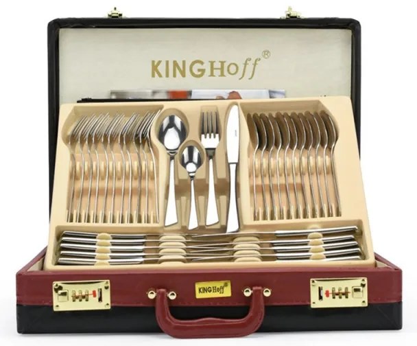 Set tacamuri Kinghoff KH 3520, 72 piese, Pentru 12 persoane, Cutie, Otel inoxidabil, Argint
