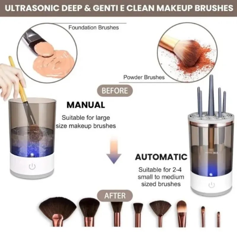 Aparat curatare pensule de machiaj Vivva Brushnista, 2in1, Design compact, USB, Alb