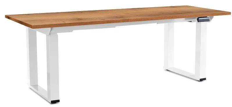 Masă înălțime reglabilă OfficeTech Strong 200 x 80 cm, picioare albe, stejar auriu