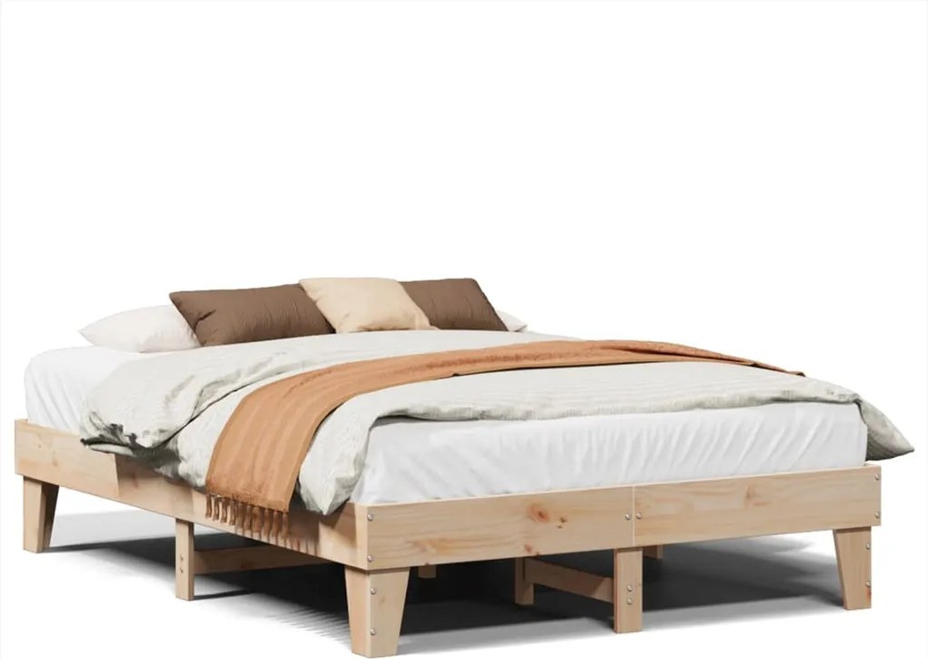 vidaXL Cadru de pat fără saltea, 140x190 cm, lemn masiv de pin