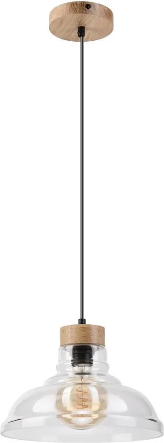 Lustră suspendată SINGLE 1xE27/60W/230V, diam. 28 cm, stejar