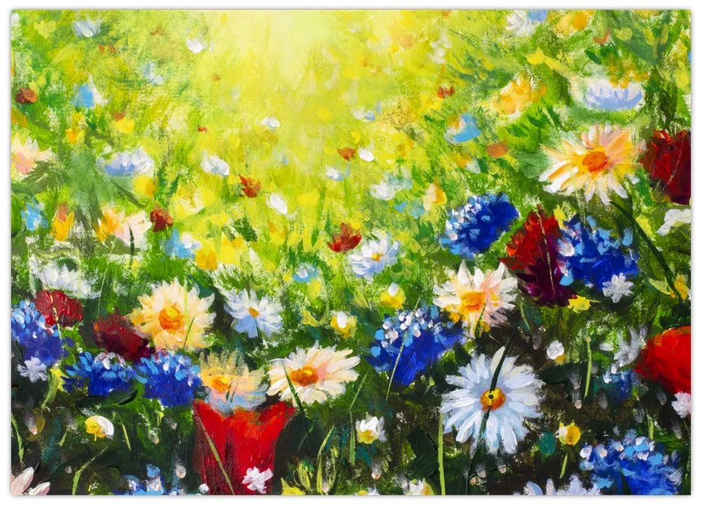Tablou pe sticlă - Flori sălbatice (70x50 cm)